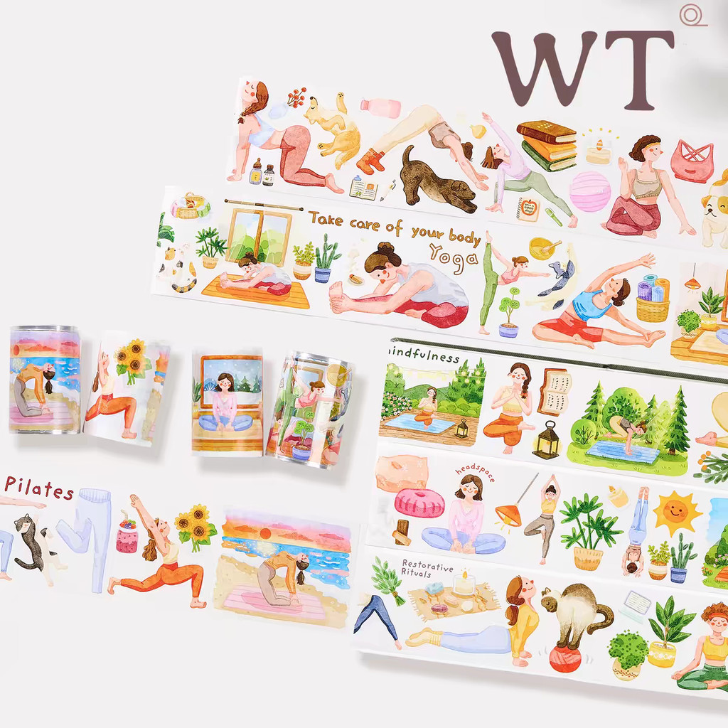 WT Original Tape Yoga Daily Yoga Notes Die-cut Character Yoga Sports Notebook Tape INS Style