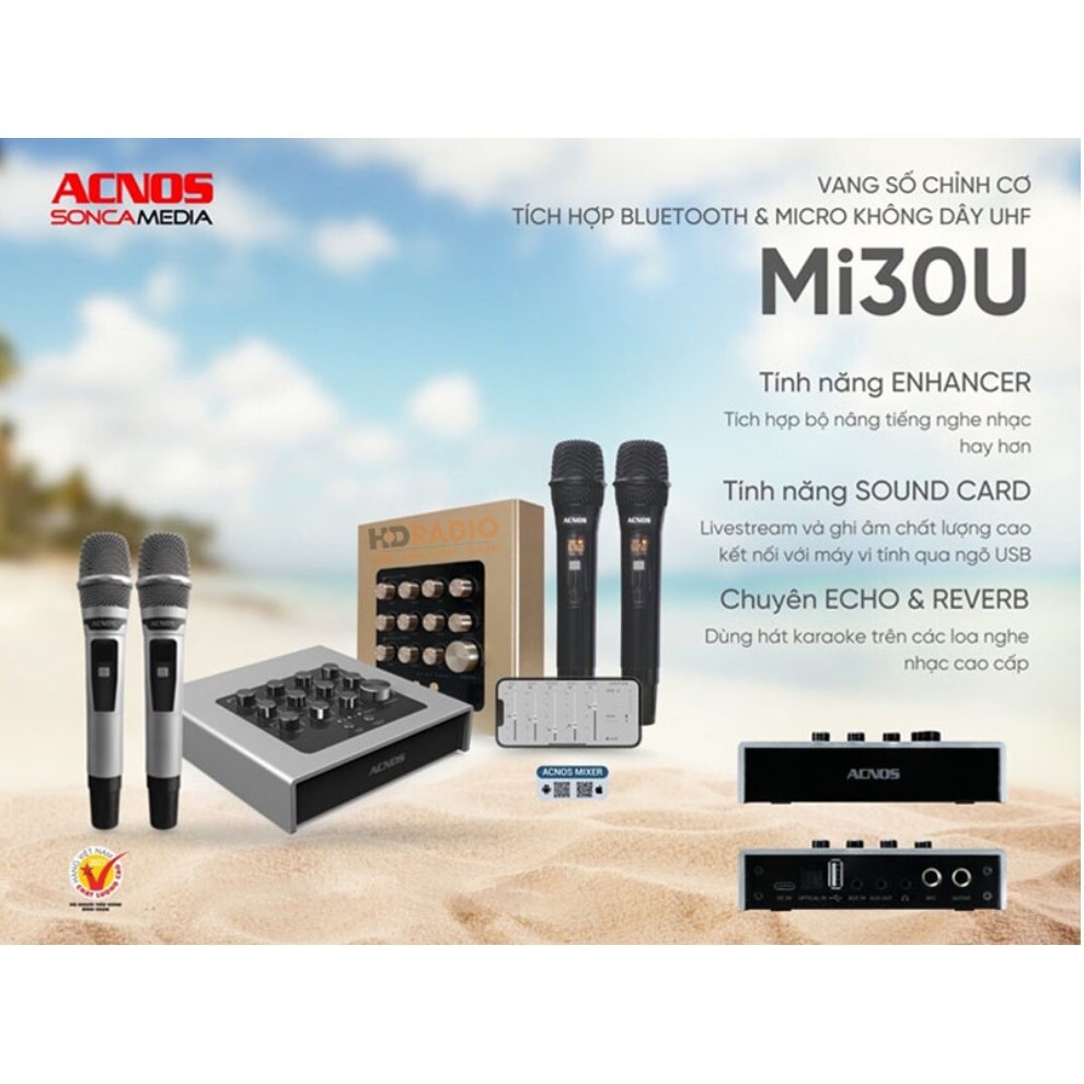 [HCM] Vang cơ mini Acnos Mi30U pro + kèm 2 micro nhôm - Hàng chính hãng - .HD AUDIO