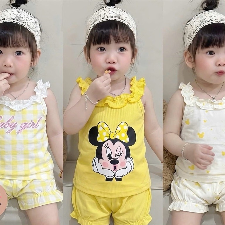 Set 3 bộ thun Hàn hai dây màu vàng H2.Studio