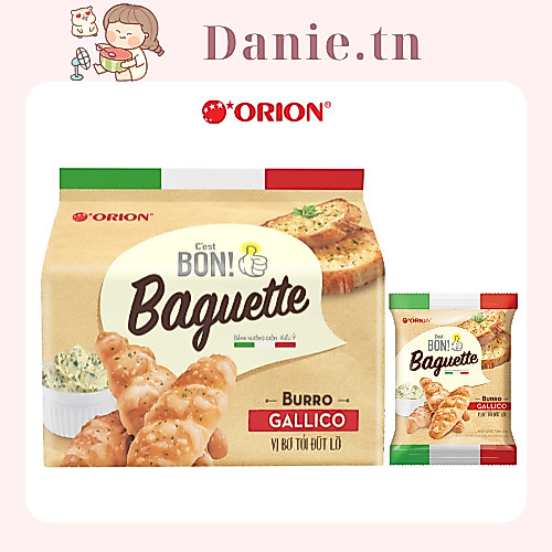 Bánh Mì Baguette Bon Orion Nướng Vị Bơ Tỏi Kiểu Ý 108gr/ 3 Gói