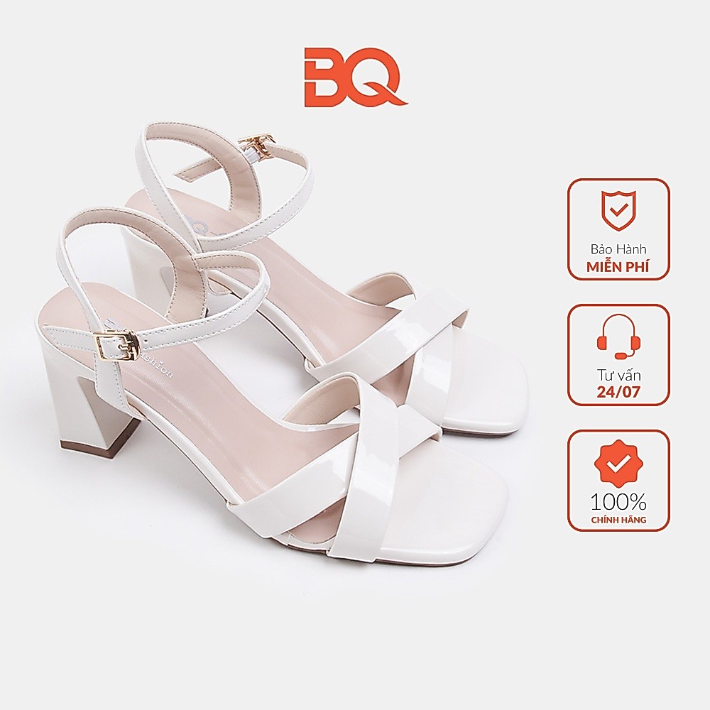Giày sandal cao gót nữ quai chéo đế trụ 7 phân BQ Gi BQ0746