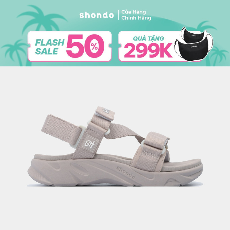 Giày Sandal Nam Nữ Shondo F8 Ver.2 Thời Trang Êm Ái Màu Nâu F8M9595