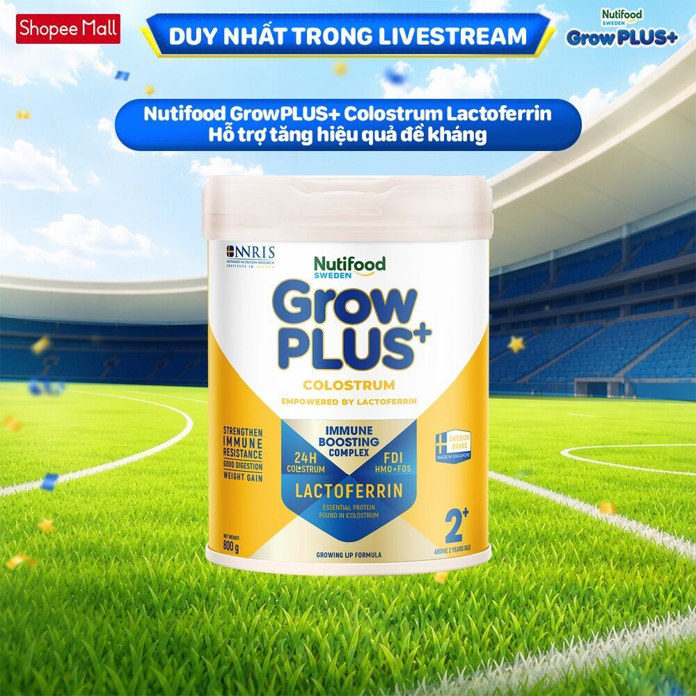 [Livestream KOL] Sữa bột Nutifood Sweden GrowPLUS+ Colostrum Lactoferrin 2+ 800g
