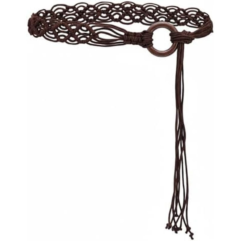 Thắt lưng dệt Boho, Thắt lưng bện đính cườm Boho dành cho nữ Dây tua rua dài Thắt lưng Dây thắt lưng