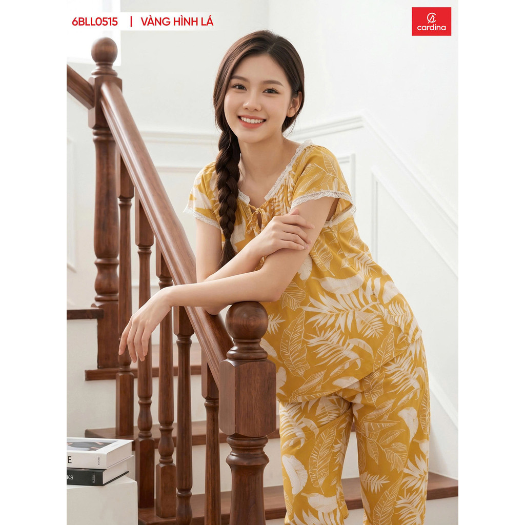 Bộ Đồ Mặc Nhà Nữ Cardina Chất Lanh Cao Cấp Quần Lửng Túi Hai Bên Thấm Hút Tốt Cardina 6BLL05