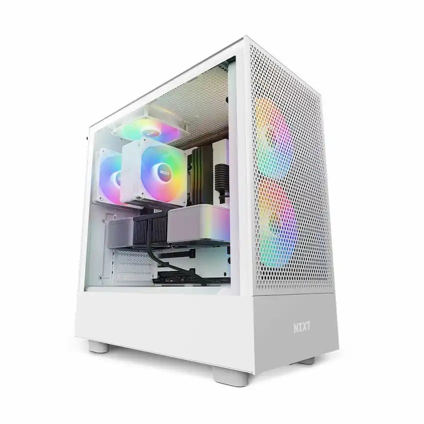 CASE NZXT H5 FLOW ALL TRẮNG V1 (Sẵn 2 fan, ATX) | Chính hãng | Bảo hành 24 tháng