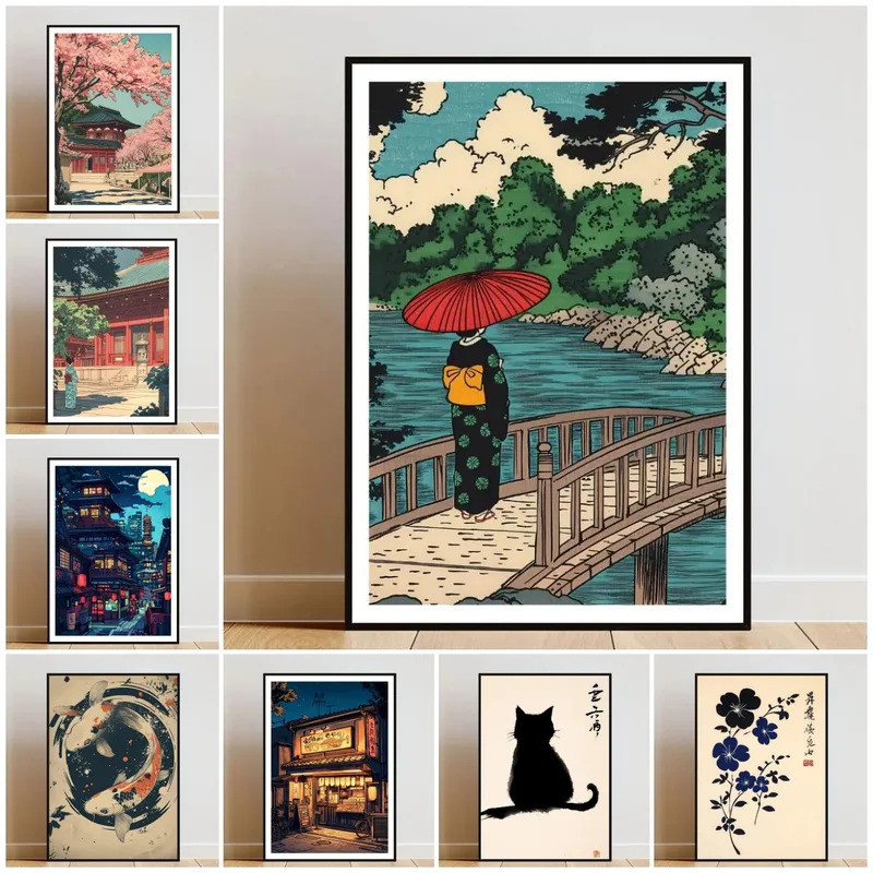 Poster Nhật Bản cổ điển, Nghệ thuật treo tường cổ điển Nhật Bản, Poster Nhật Bản, Nghệ thuật hoa anh