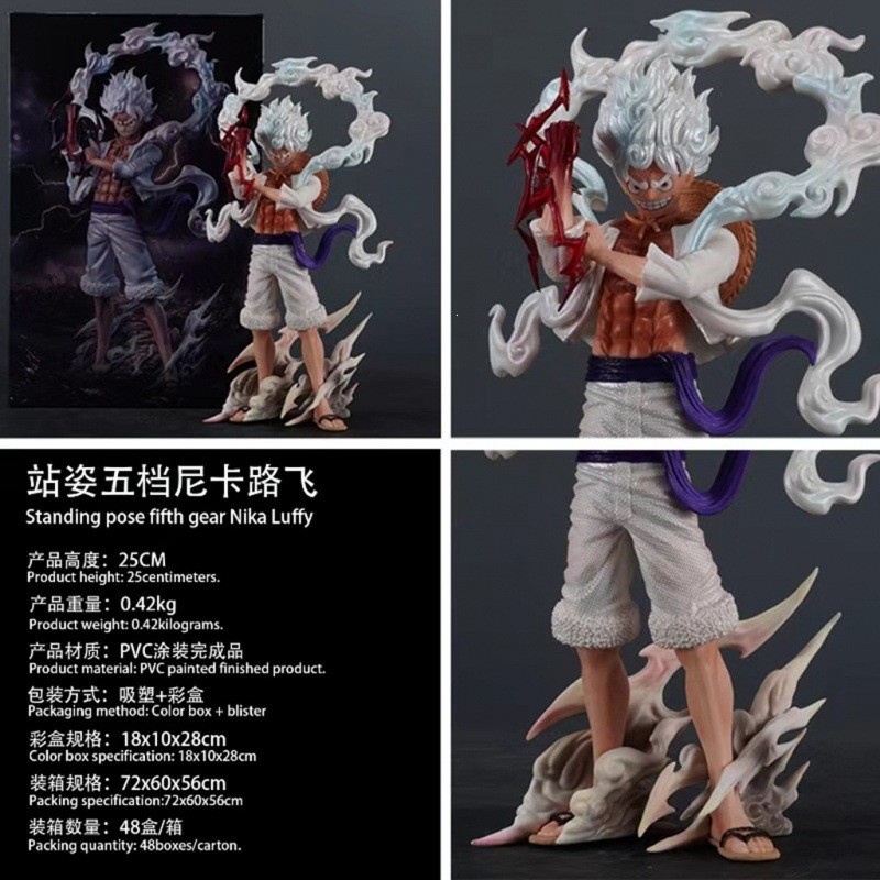 ZKWJ One Piece statue standing figure of Luffy in Gear 5 Nika form, Sun God Nika Luffy figure, deskt
