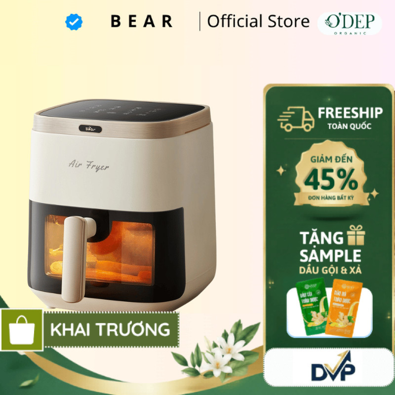 Nồi chiên không dầu Bear QZG-P15R8 - Dung tích 5L, Điều khiển cảm ứng - SHOP DVP