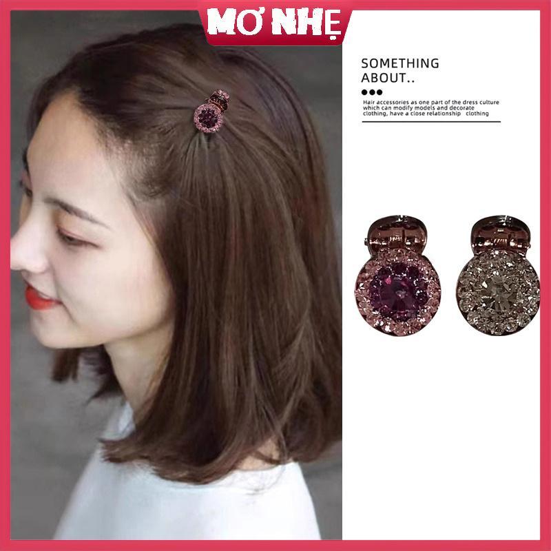 2/4 chiếc kẹp tóc nữ đính đá tròn mini kẹp vuốt tóc nữ zircon retro kẹp tóc nhỏ kẹp tóc cua phụ kiện