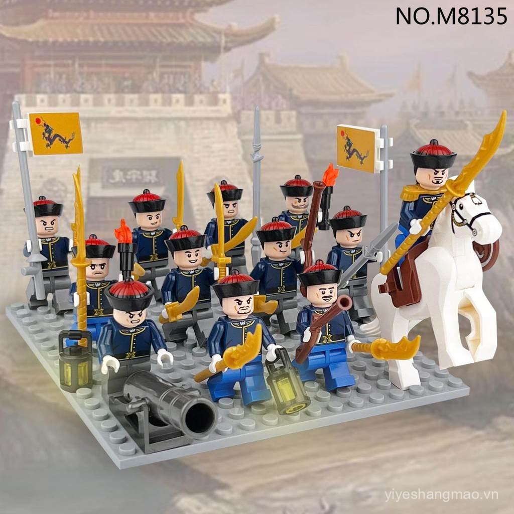Trung Quốc Khối Xây Dựng Yulin Quân Đội Nhà Thanh Cổ Yuqian Bảo Vệ Chiến Binh Trại Qingjun Lính Mini