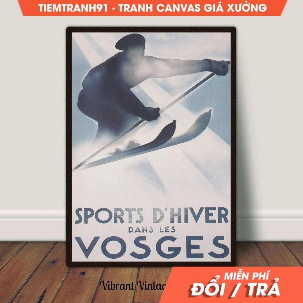 Tranh treo tường, Vintage Ski Poster, France Wall Art, Vosges France Print, Winter Sports Art, tặng 