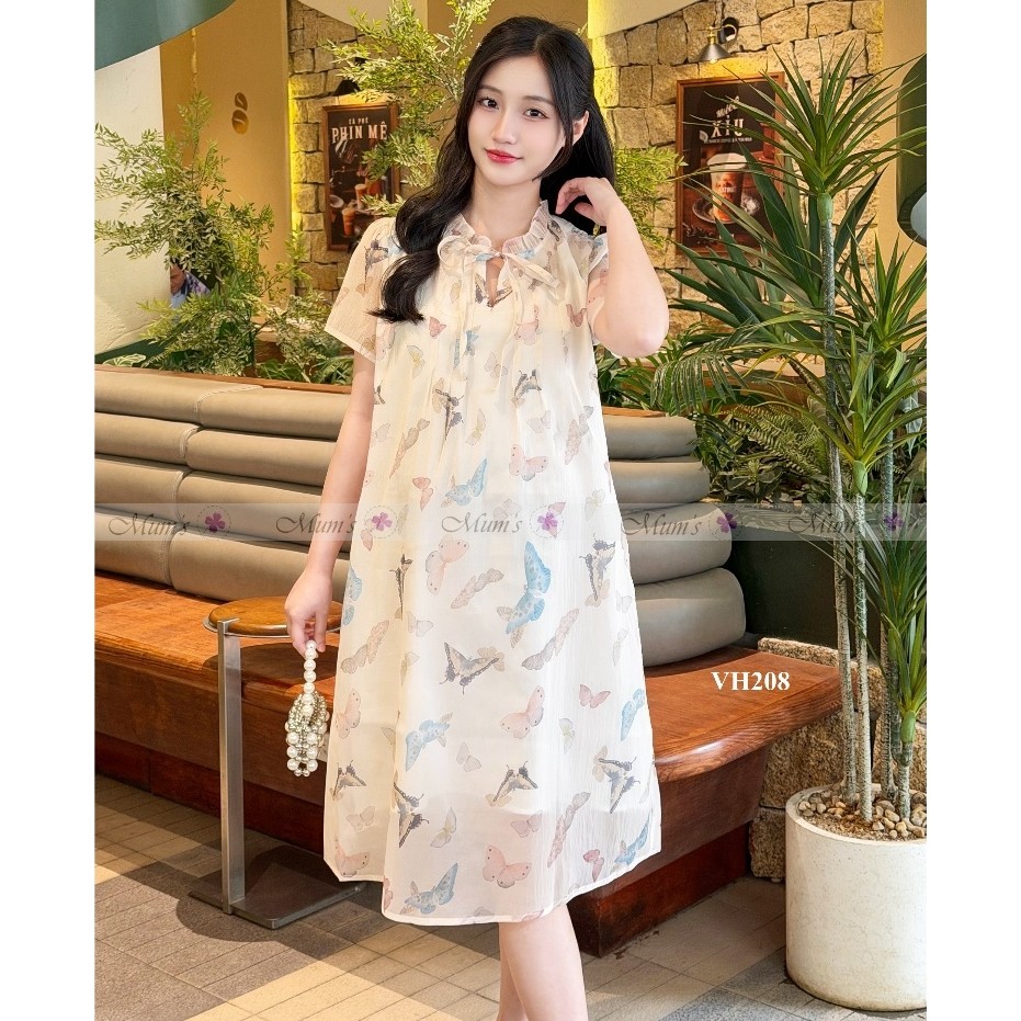Váy bầu xinh Mum's shop VH208 hoa mát mẻ cho mẹ bầu đi chơi, đi du lịch xinh xắn