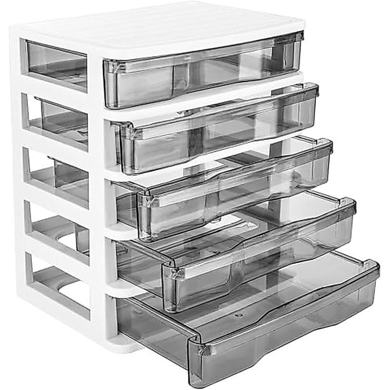 Charmewooden Plastic Drawers 5 Layer Desktop Storage, Small Organizer Box Storage Container Case, De