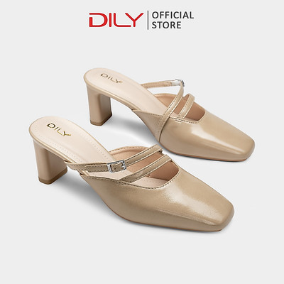 Guốc sục DILY thiết kế mũi vuông, quai mảnh trẻ trung, gót cao 6cm DL0634