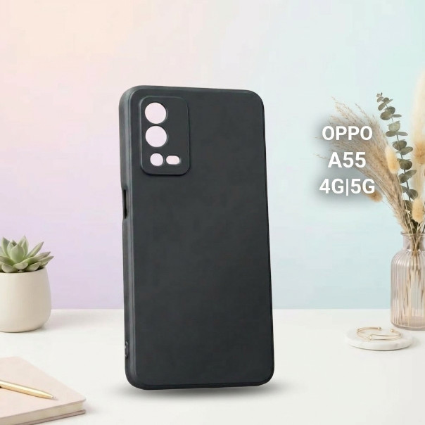 Ốp lưng Oppo A55 4G, A55 5G kẹo  trơn màu đen | Ốp điện thoại Oppo dẻo bảo vệ camera đt toàn diện
