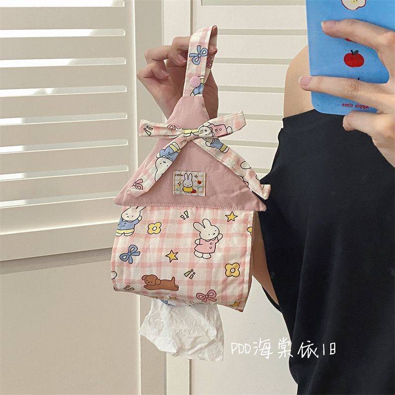 Cartoon Pink Girl Heart Miffy Rabbit Pattern Tissue Bag Home Kitchen and Bedroom Good-looking Storag