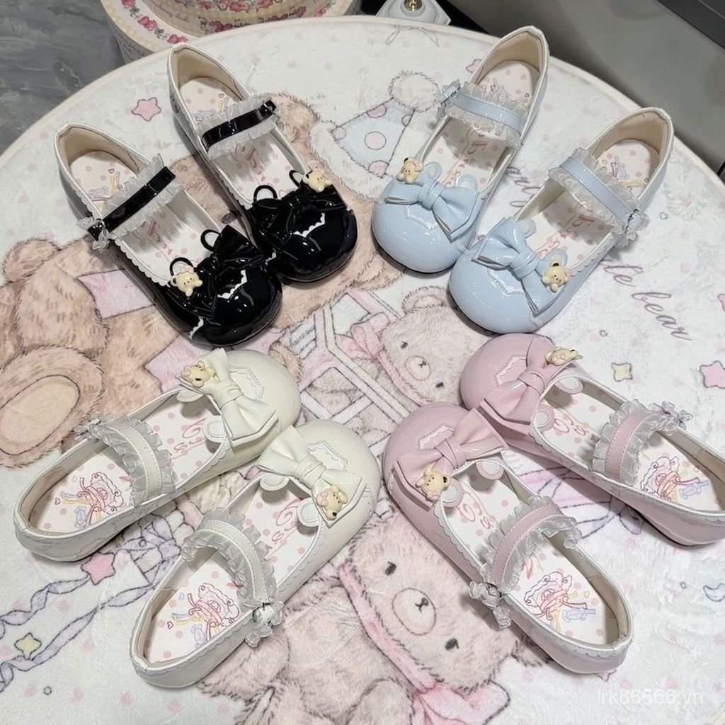 Phổ Biến Chính Hãng Chính Hãng Dopamine lolita Giày Ren Nơ Ba Lê Ngón Tròn lolita Giày Công Chúa lo 