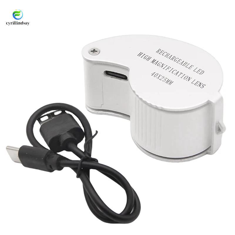 Kính lúp Jeweler 40X / 60X Đèn LED bỏ túi gấp để nhận dạng trang sức 40X