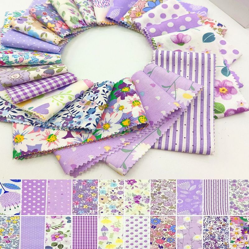 Cotton Nguyên Chất Tím Baijia Quilt Handmade diy Chắp Vá Vải Cotton Nguyên Chất Hoa Hoạt Hình Không 