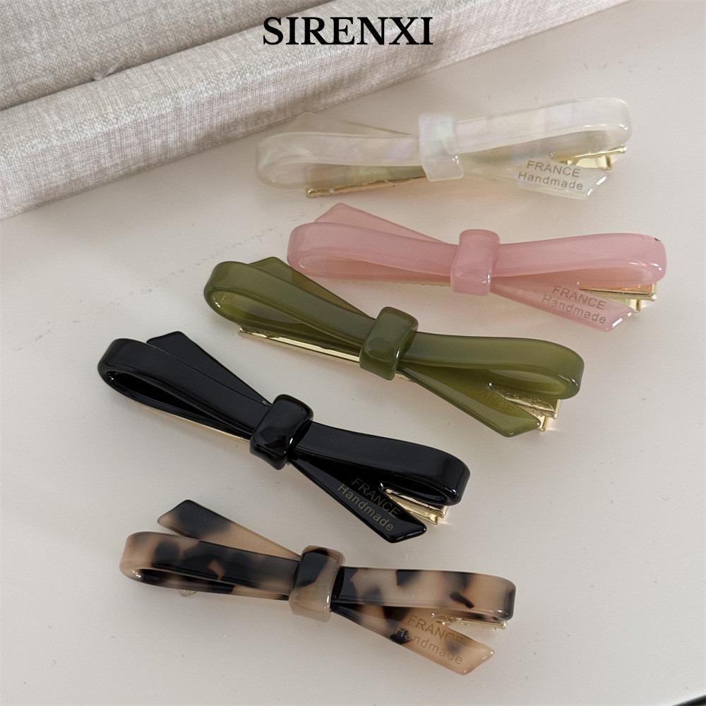 Kẹp Tóc Nơ SIRENXI, Phụ Kiện Tóc Nữ Thanh Lịch, Kẹp Tóc Acetate Nữ Mỏ Vịt Kẹp