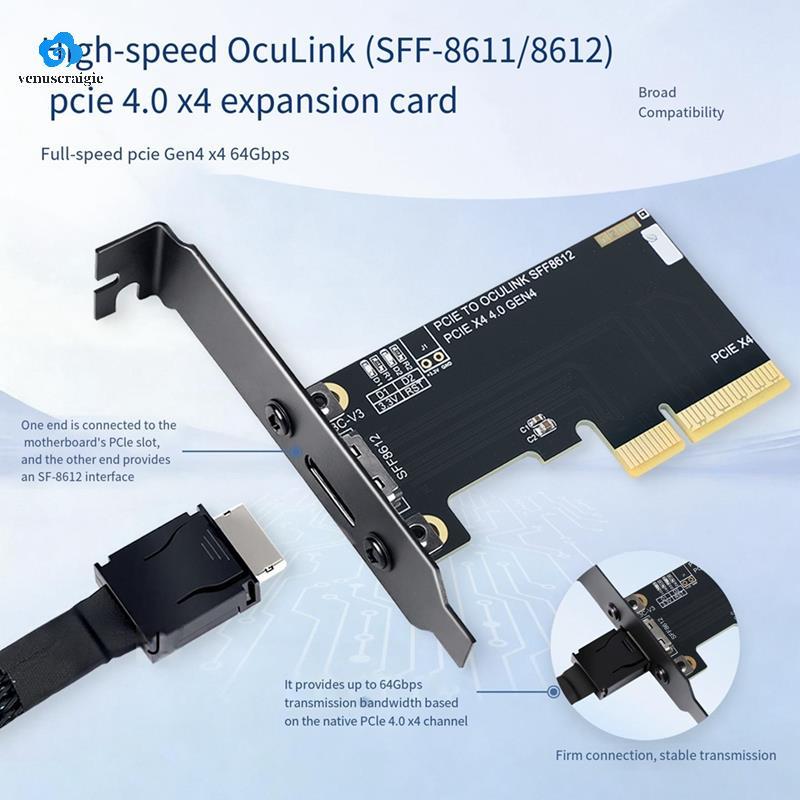 PCIe 4.0 X4 sang Oculink SFF8611 / 8612 Adapter Card PCIE 4.0 SSD U.2 OCUlink Adapter Card Phụ Kiện 