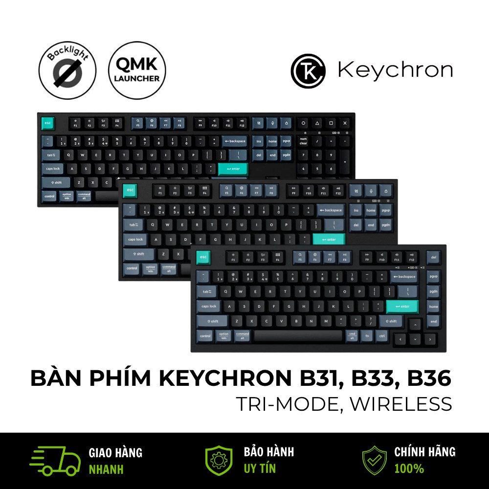 Bàn Phím Văn Phòng Keychron B31, B33, B36 Wireless Ultra Slim Full/TKL/75% Chính Hãng
