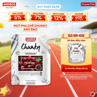 Mứt trái cây pha chế anh đào - có miếng trái cây thật - nguyên liệu pha chế - andros chunky - 1kg