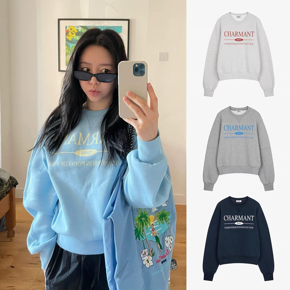 6QUL Spot Goods Korean designer's new autumn casual terry sweatshirt with letter print for women