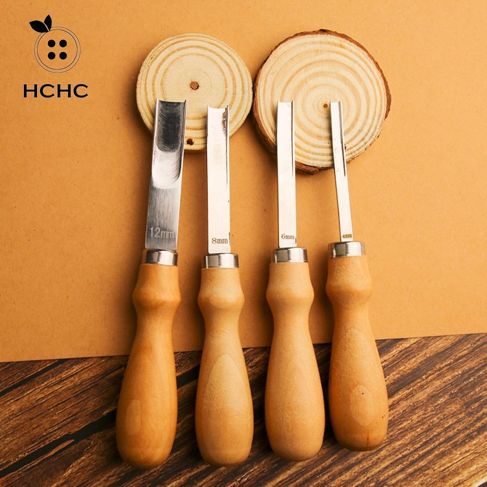 HCHC Skiving Beveling Tool Da Khắc Dụng Cụ Cắt Da DIY A4 / A6 / A8 / A12mm Có Tay Cầm Gỗ Da Thủ Công