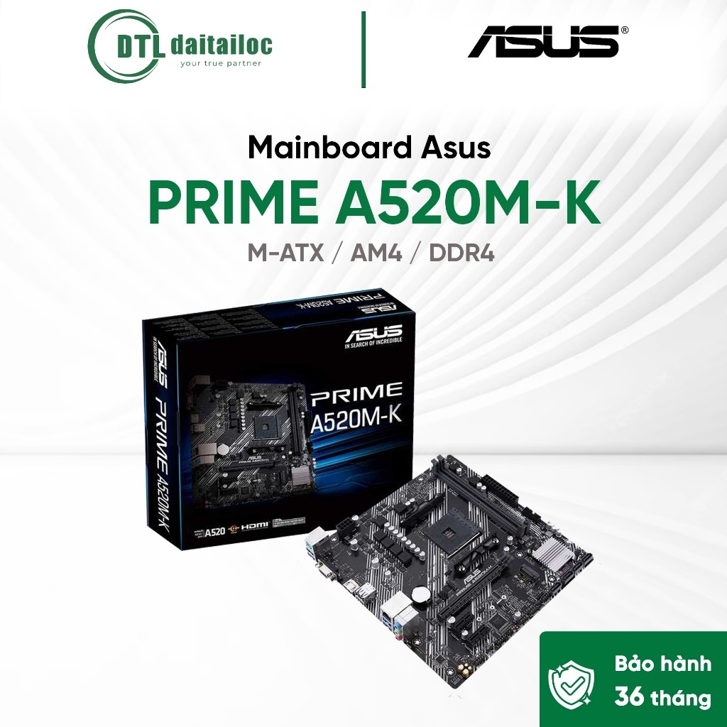 Mainboard Asus PRIME A520M-K M-ATX / AM4 / DDR4 | Chính Hãng | Bảo Hành 36 tháng