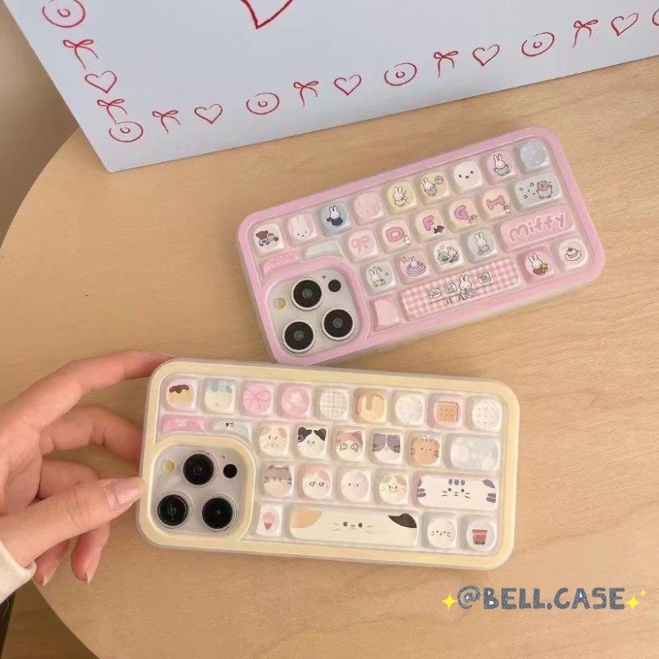 Dành Cho IPhone 17 Air 16 15 14 13 12 11 Pro Max XS Max Dễ thương Kitty Stereo Keyboard Bàn phím trư