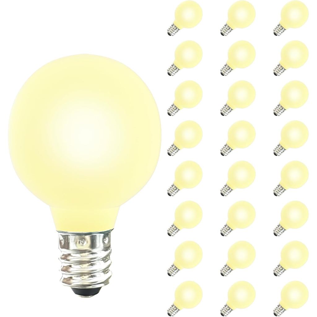 Bóng đèn thay thế mờ G40, 25 gói Bóng đèn thay thế 5 Watt G40 cho đèn dây có đế Candelabra 12 / C7, 