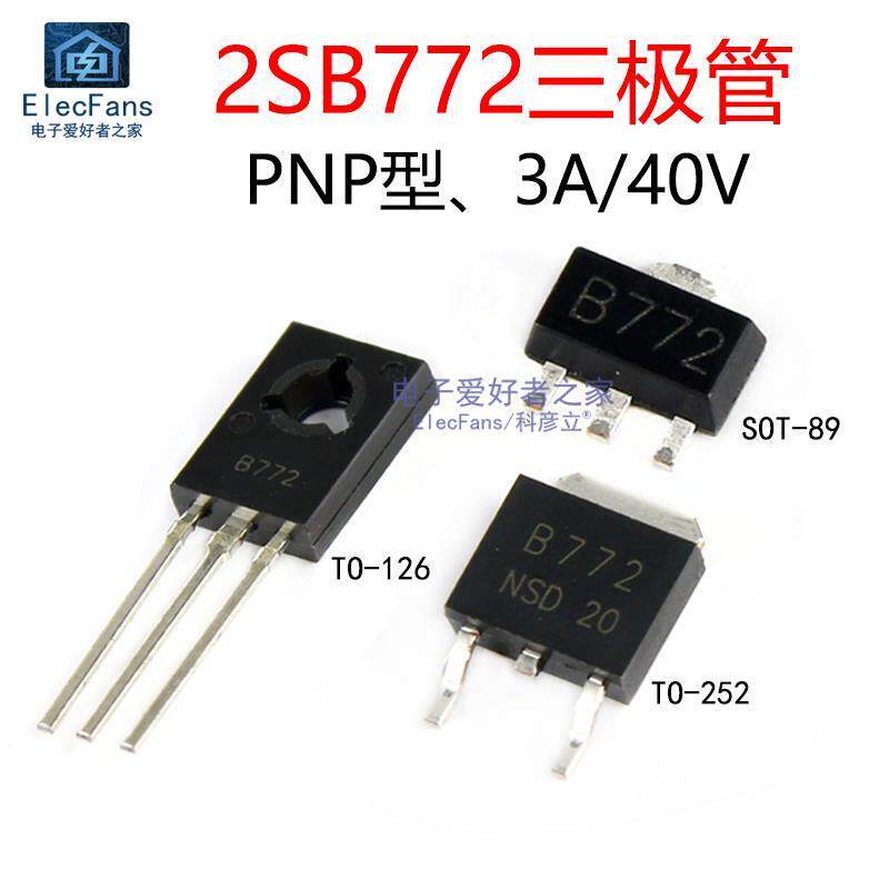 Miếng dán Transistor 2SB772 B772 Triode 3A / 40V PNP SOT-89 / In-Line TO-126 / 252