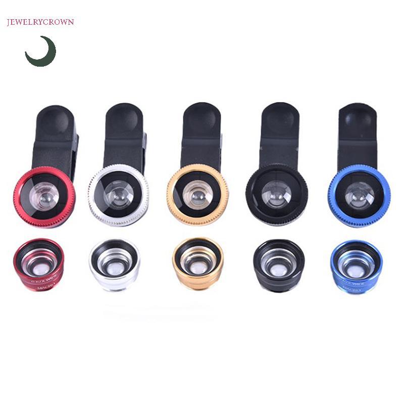 Camera chung ống kính điện thoại 3In1 cho điện thoại thông minh Ống kính mắt cá góc rộng và kẹp Bộ c