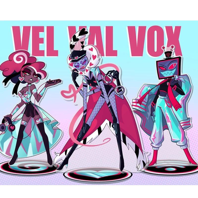 Hazbin Hotel "The Vees" mô hình Anime Standeeee micaing Plates  Hazbin Hotel Morningtar Vaggie Ad Al