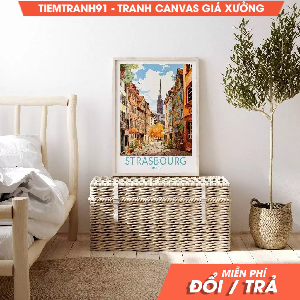 Tranh treo tường, Strasbourg France Travel Poster, France City Wall Art, France COTE D Azur Coast, t