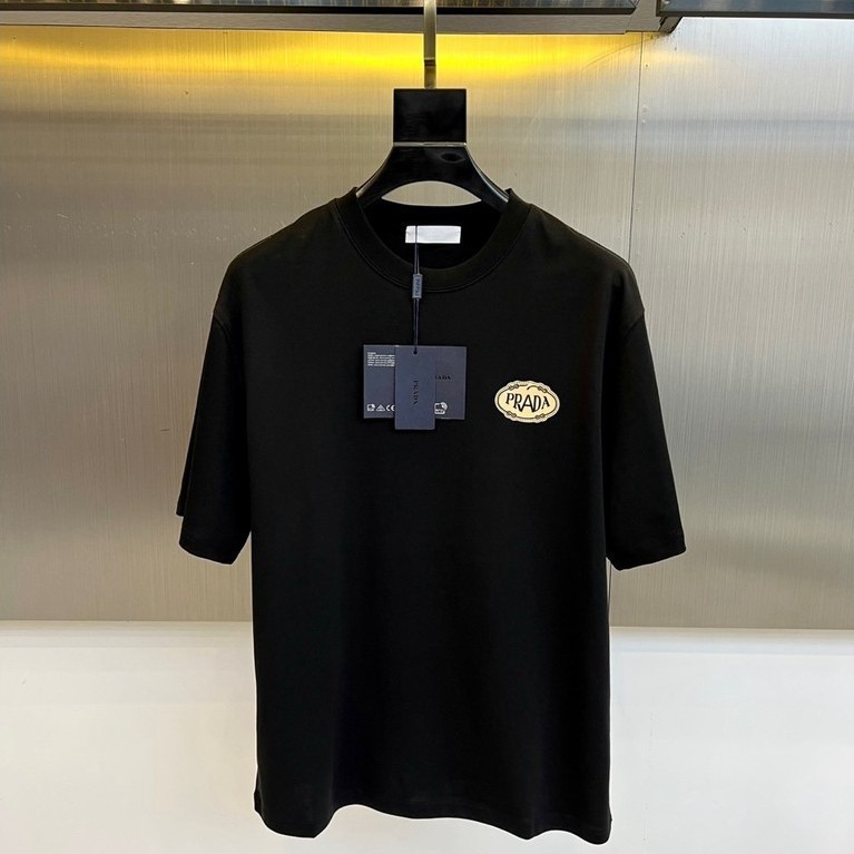 Áo thun nam nữ cao cấp Prada, cổ tròn, tay ngắn, thiết kế thời trang MPXM