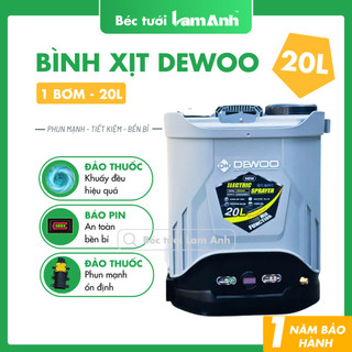 (NEW 2026) Bình Phun Thuốc Dewoo 20L 1 Bơm, Báo Pin, Đảo Thuốc, Đầy Đủ Phụ Kiện - Lam Anh