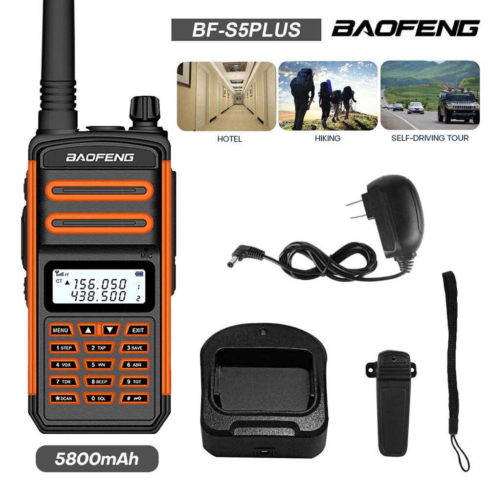 Bộ đàm Baofeng S5 Plus UHF VHF Đài phát thanh hai chiều băng tần kép có pin 5800
