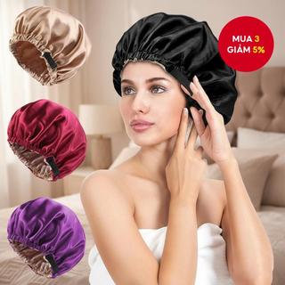  Mũ ngủ lụa satin cho nữ - Mũ trùm đầu có thể điều chỉnh cho tóc xoăn tự nhiên, sử dụng làm đẹp và chăm sóc tóc.