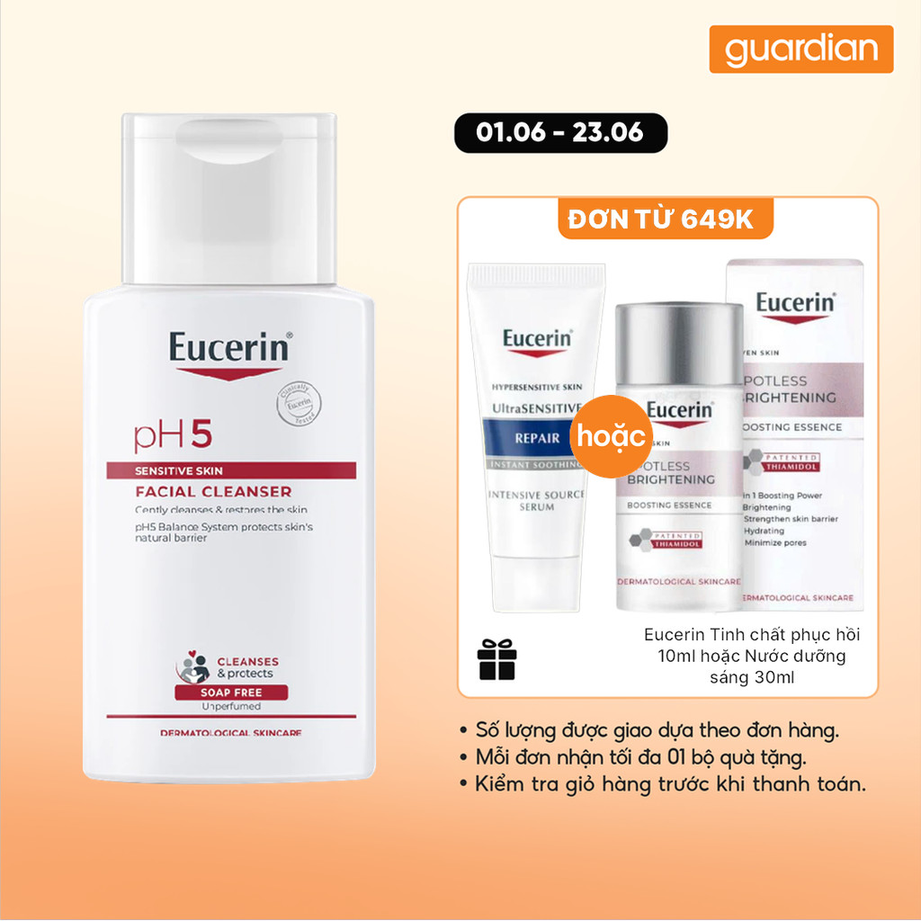Sữa Rửa Mặt Cho Da Nhạy Cảm Facial Cleanser PH5 Sensitive Skin Eucerin 100Ml