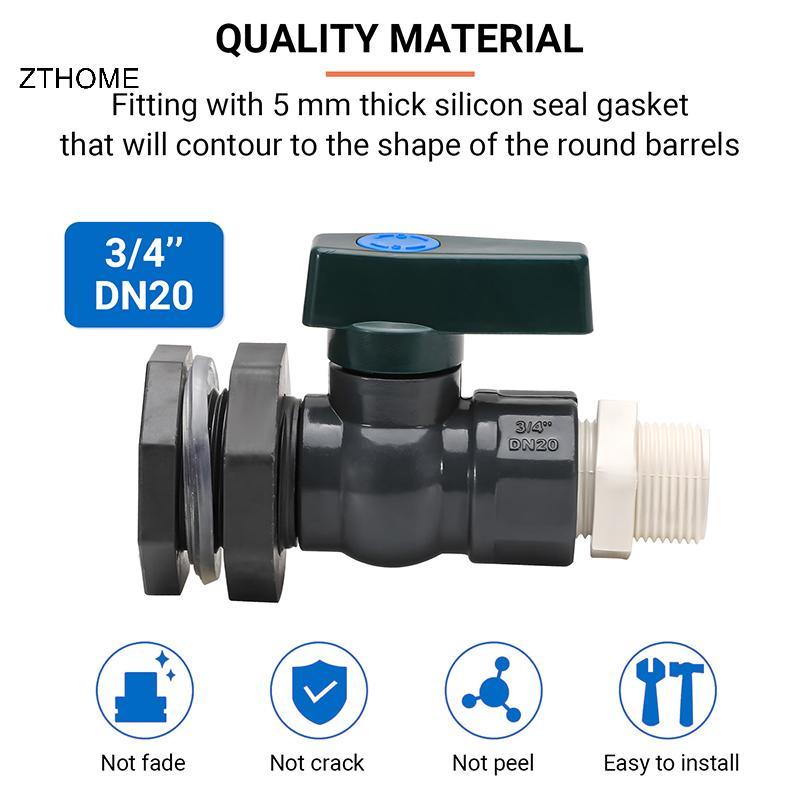 ZTHOME PVC Rain Barrel Diverter Kit 3 / 4 Inch Rain Barrel Valve Rain Barrel Spigot Kit Với vách ngă