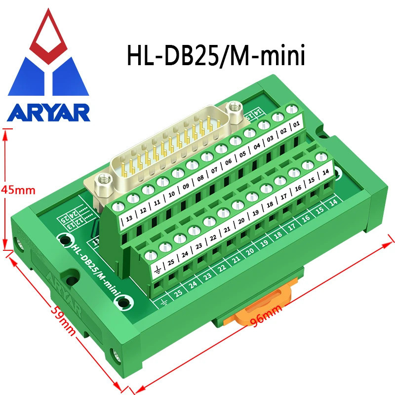 Dual DB25 D-Sub DIN Rail Mount Lnterface Module RS232 Cáp sang DB25 Nam Hoặc Nữ Baord DB25 Kết nối S