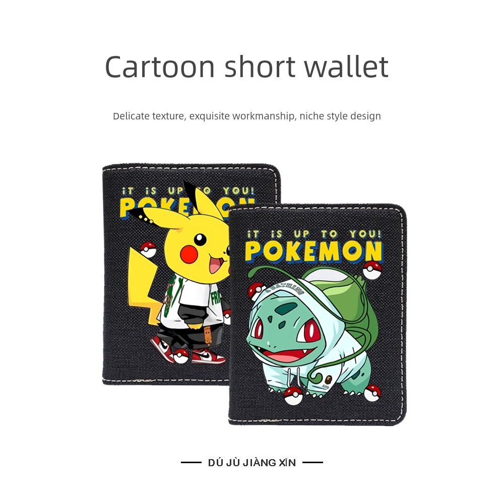 ví tiền nam ví tiền nam học sinh Pokémon Pokémon Pokémon Pikachu Ví Nam Ngắn Thiếu Niên Đựng Thẻ Ví 