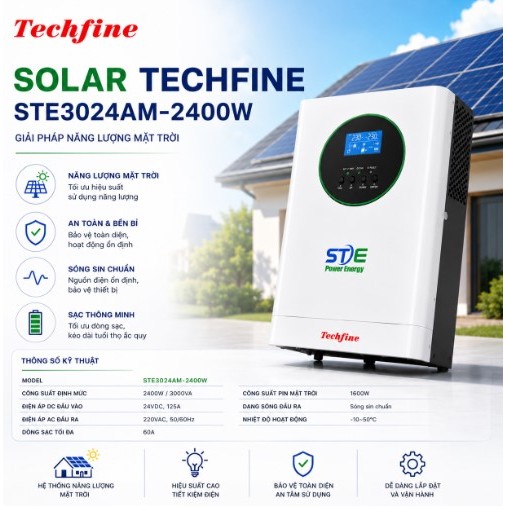 BIẾN TẦN NLMT biến áp XUYẾN Techfine STE3024AM-2400W Off Grid Solar Inverter Solar -Sóng sin chuẩn S