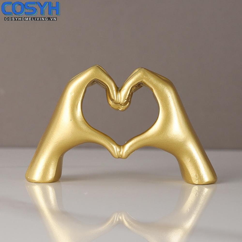 <cosyh>Heart Shape Resin Statue Love Gesture Nordic Ornament for Modern Home Decoration