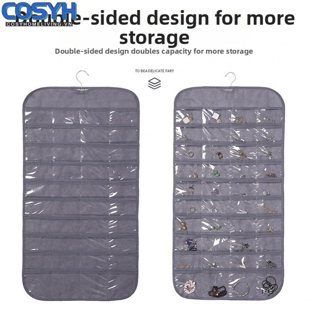 <cosyh>Double Sided Nonwoven Jewelry Storage Bag 80 Pockets Hanging Organizer