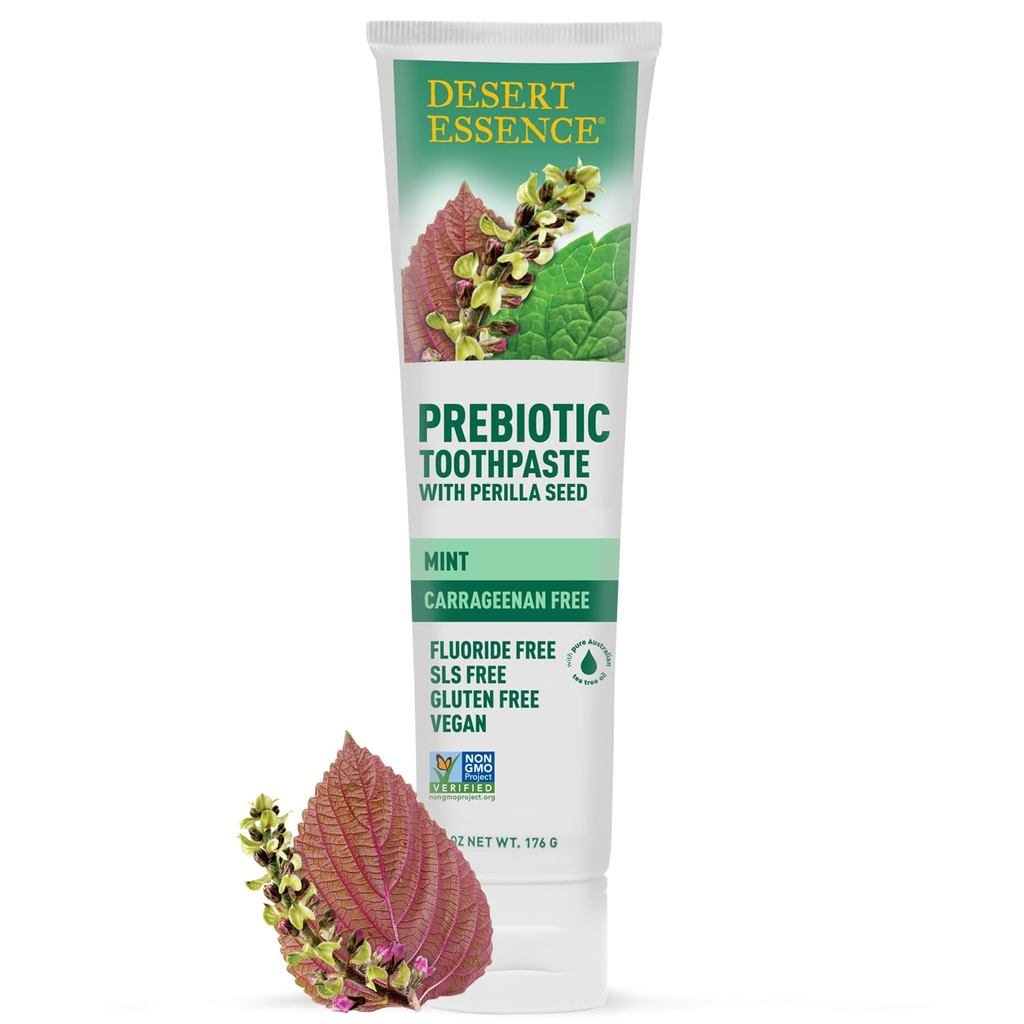 Kem đánh răng làm trắng da gốc thực vật Desert Essence Prebiotic - Bạc hà - Chăm sóc răng miệng với 