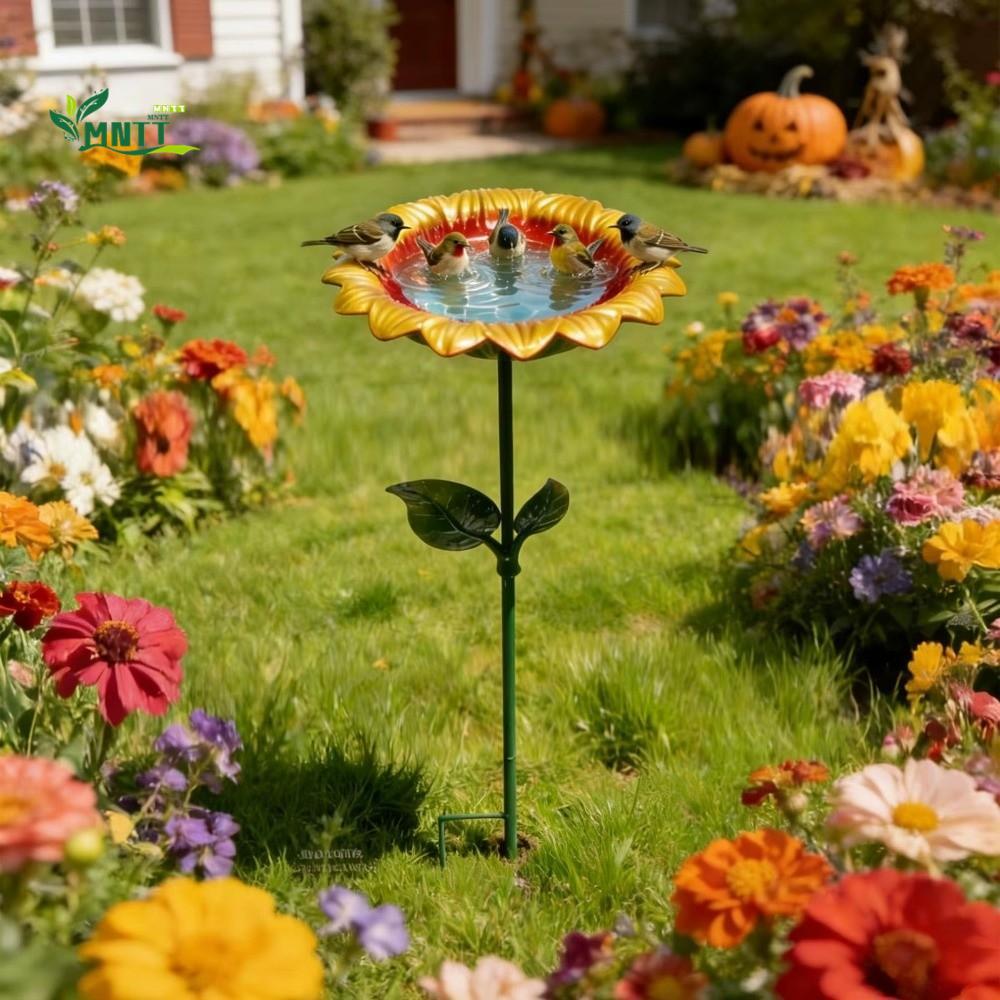 MNTT Bird Bath Metal Water Feature Lawn